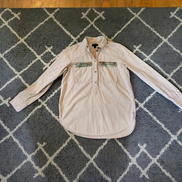 J. Crew Utility Beaded Pocket Popover - Picture 2 of 4
